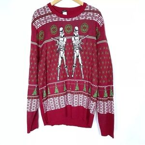 Star Wars Men’s XL Christmas Ugly Sweater Stormtrooper Red Tie Fighter Dark Side